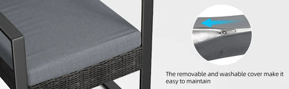 3 Pieces Patio Furniture Set Rocking Bistro Set Outdoor Rattan Conversation with Coffee Table for Garden Balcony Backyard