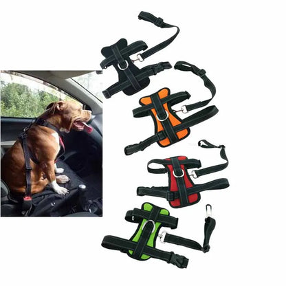 Dog Car Safety Chest Seat Belt Pet Harness Adjustable Vehicle Breathable Safe Dogs Belt Harness Walking Harness With Belt Leash
