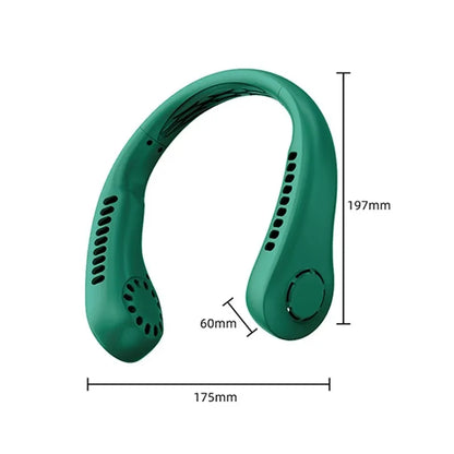 Portable Neck Fan, Mini Bladeless Hanging Neck Fan 1200mAh Rechargeable Air Cooler 3 Speed for Student Office Summer Sports Fans