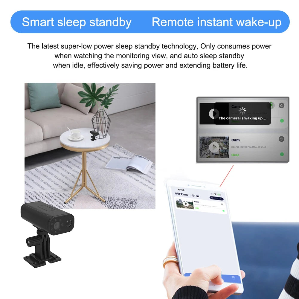 Mini Smart Home Security Camera Indoor Wireless WiFi Remote View Outdoor waterproof Camera Human Detection Sleep standby