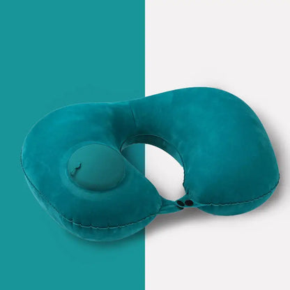 Travel Press Inflatable U-shaped Pillow Inflatable Pillow Neck Protection Pillow Car Neck Pillow Flocking PVC Airplane Pillow