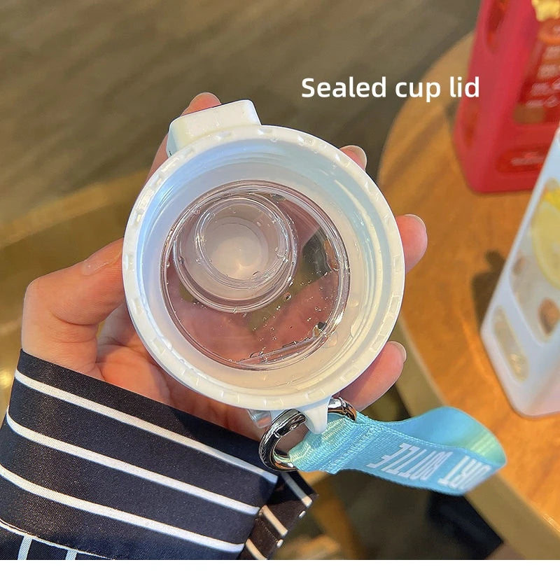 1 Piece White 900ml Sports Water Bottle Portable Sippy Cup Suitable For Outdoor Sports Carrying Handheld Square Plastic Cup