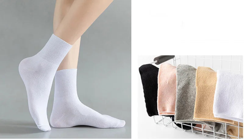 Women's 5 Pairs Quality Cotton Diabetic Middle Socks Comfortable Loose Mouth  Plus Size48,49,50 Older Men's Diabetic Socks Meias