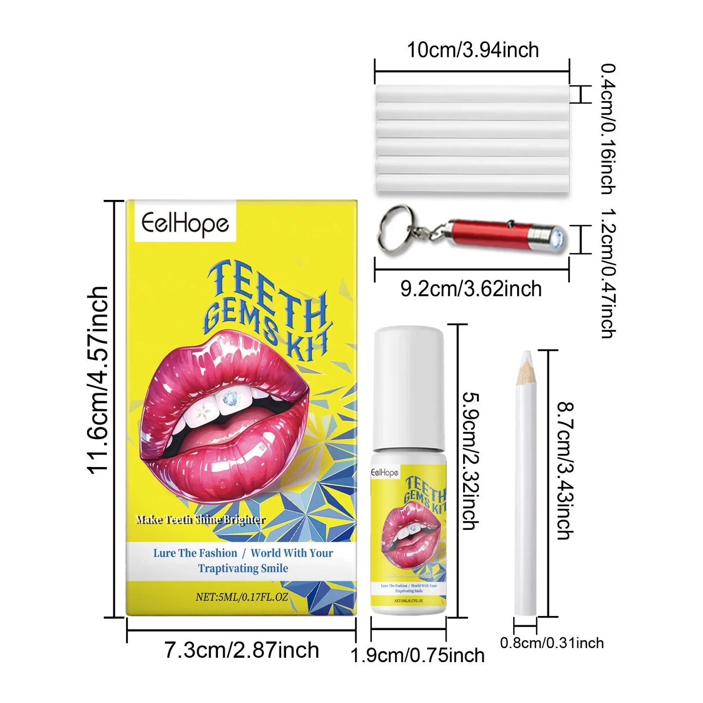 Eelhope Dental Diamond Decoration Set Teeth Fashion Beauty Decoration Diamond Lights up Personality Shining Dental Diamond