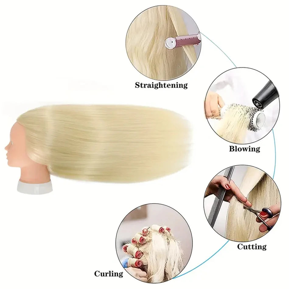 Cosmetology Mannequin Head with 80% Real Hair For Hairdresser Training Practice Long Straight Human Hair Mannequin Doll Head