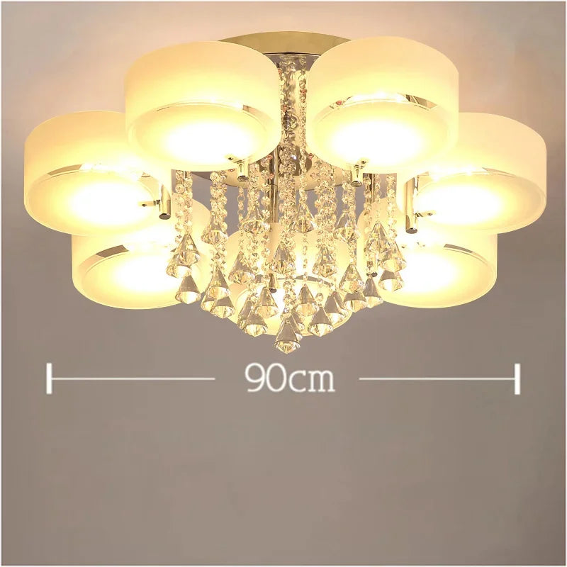 LED Ceiling Light Living Room Light Modern Simple Warm Romantic Atmospheric Household Energy-saving Crystal Ceiling Light