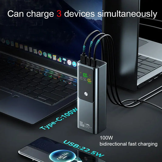 20000mAh 100W Large Capacity Power Bank Bidirectional Fast Charging Portable Powerbank Laptop External Spare Battery for Macbook