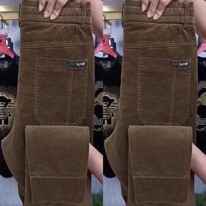 Autumn Winter Casual Pants Elastic Wais Men Corduroy Trousers Six Pockets Joggers Baggy Slim Mens Trousers Designer Sweatpants