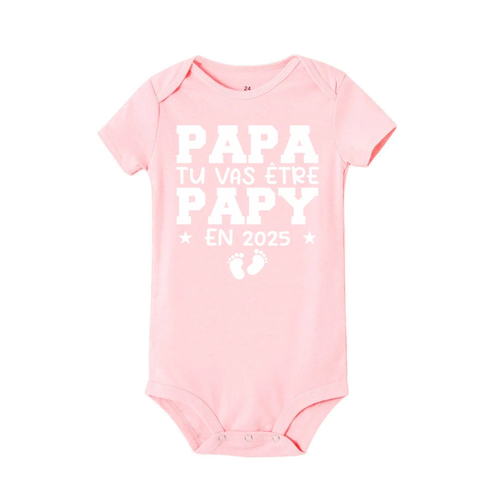 Dad You Will Become A Dad in 2025 Print Infant Rompers Casual Pregnancy Announcement Jumpsuit Short Sleeve Fashion Babys Clothes