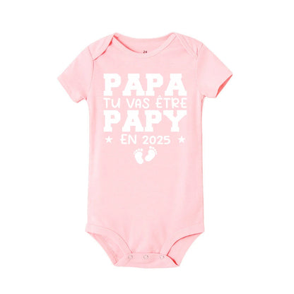 Dad You Will Become A Dad in 2025 Print Infant Rompers Casual Pregnancy Announcement Jumpsuit Short Sleeve Fashion Babys Clothes