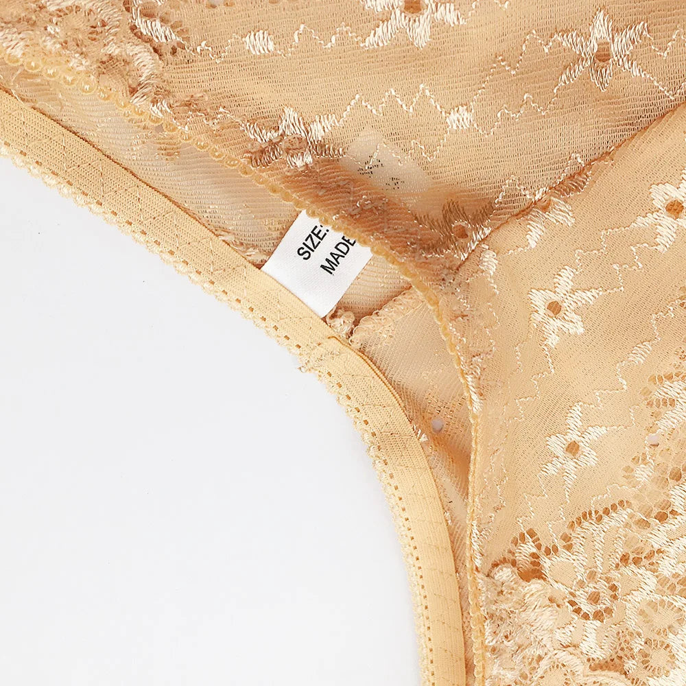 5 PCS/Set Sexy Ladies Transparent Lace Lingerie Panties Woman Cotton Crotch Solid Color Briefs Underwear
