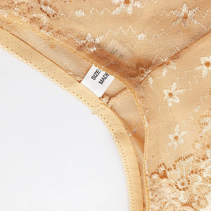 5 PCS/Set Sexy Ladies Transparent Lace Lingerie Panties Woman Cotton Crotch Solid Color Briefs Underwear