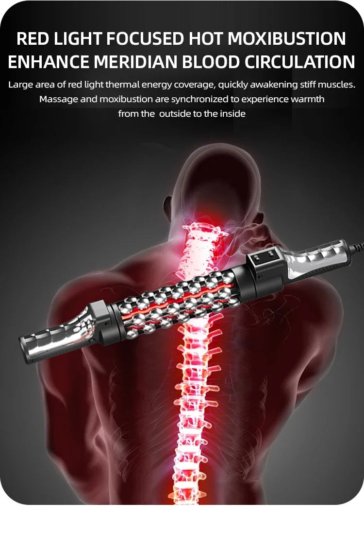 Relaxed Red Light Heated Massage Device 36W Roll Massager 360 Rotating Inner Ball Roller For Whole Body Anti Cellulite