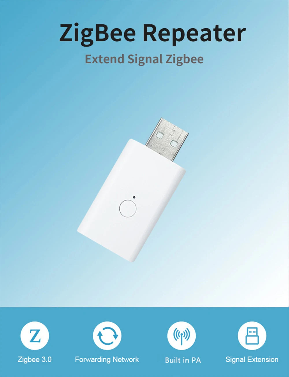 Haozee Smart ZigBee Signal Repeater USB Signal Amplifier Extender Smart Home Automation Support Home Assistant Zigbeem2qtt