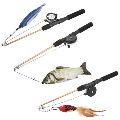 Interactive Cat Fishing Rod Toy - Telescopic, Realistic Fish - Shaped Lure With Pulley - Fun & Flexible For Cat Playtime