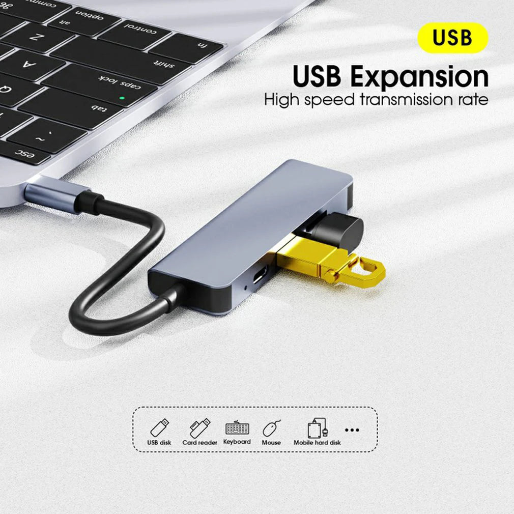 5-in-1 USB C Docking Stations USB C Hubs 4K 30Hz Type C Splitter to HDMI Adapter For Laptop Macbook Computer Accessories