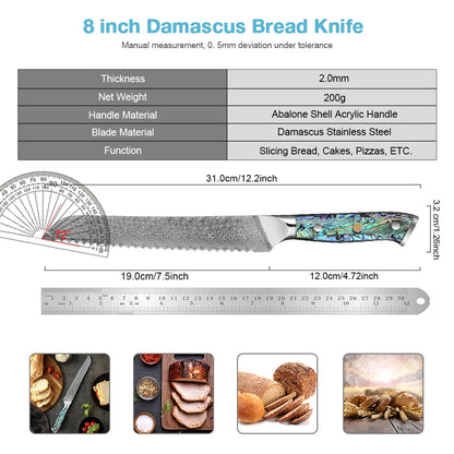 Japanese Bread Knife,8 Inch Serrated Bread Knife, Slicing Bread Knife for Cutting Homemade Sourdough Bread, Serrated Knife