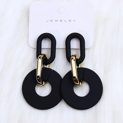 New Rectangular Hollowed Out Acrylic Earrings Popular Retro Personalized Fashion Bohemian Earrings Decoration Gift