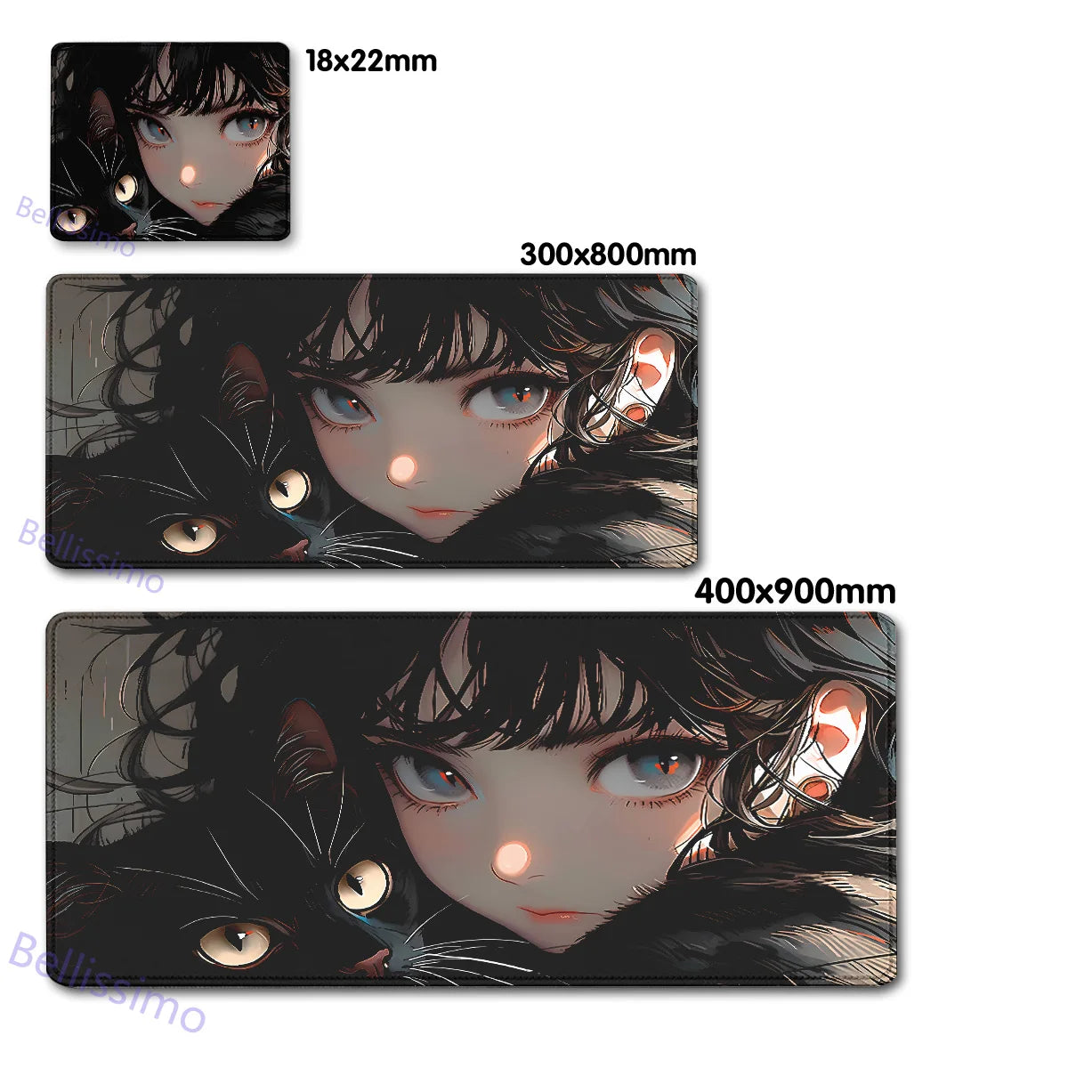 Black Cat and Girl Fast Keyboard pad lock-edge Extended teclado mousepad kawaii Purple Office desktop protection mouse pad XXL