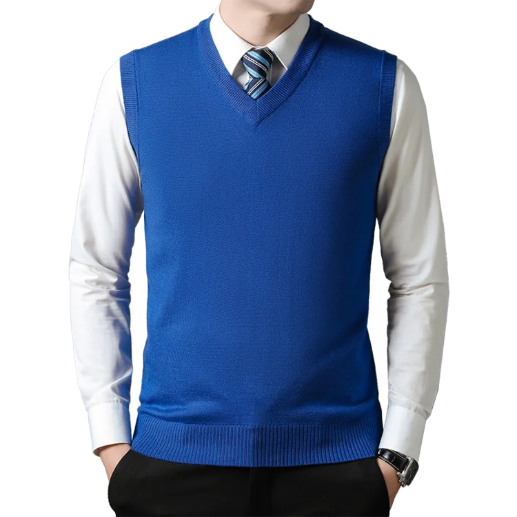 2025 New Men's Autumn High-end Sweater Vest V-neck Warm Knit Sleeveness Tank  Mens Clothes Pullover Tops