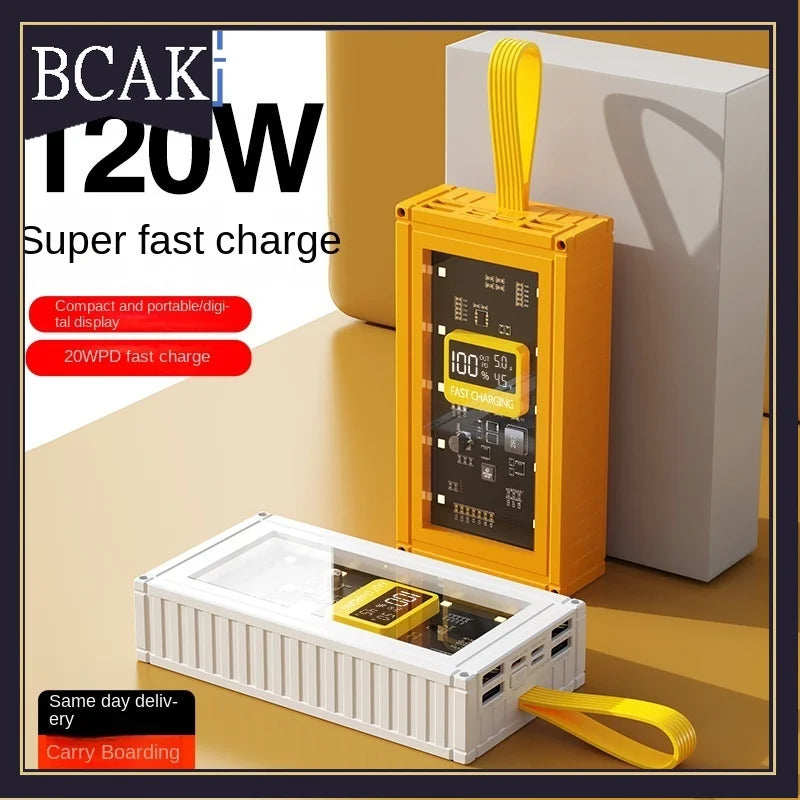 BCAK  Brand discount store 30000mAh 50000mAh 120W Fast Charging Transparent Power Bank 200000mAh Large-capacity Mobile Power