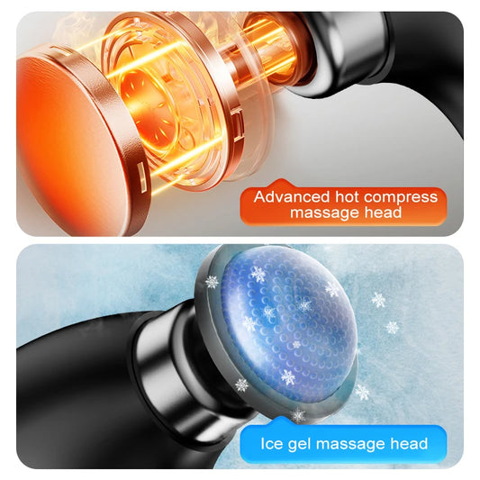 Portable Foldable Massage Gun Heat Cold Head Rotatable Design Professional Handheld Massager Whole Body Back Neck Muscle