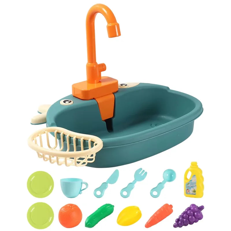 Kids Kitchen Sink Toys Simulation Electric Dishwasher Mini Kitchen Food Pretend Play House Toy Set Children Role Play Girl Toys