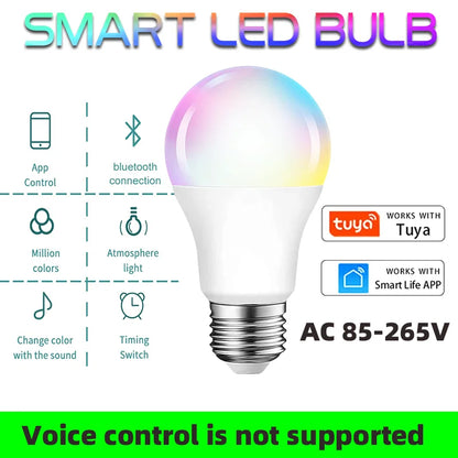 Tuya Bluetooth Smart Light Bulb LED RGBCW E27 E14 GU10 Timed Group Control For Multiple Scene Modes Music Mode 9W 5W