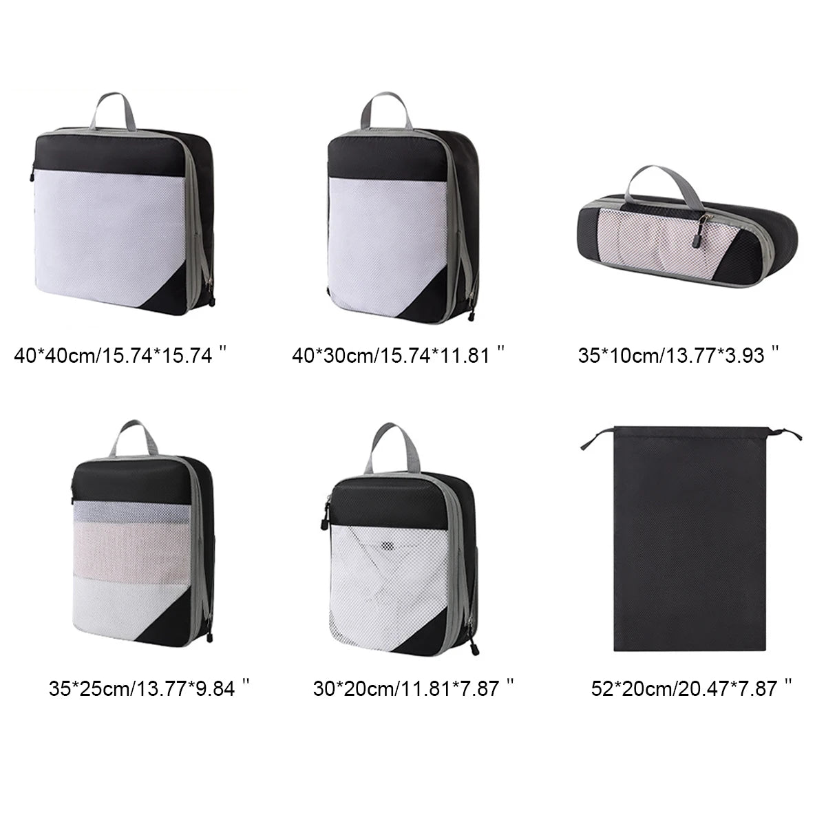 Set/6Pcs Compressible Packing Travel Storage Bag Cubes Waterproof Suitcase Portable Luggage Organizer With Handbag Packing Bag