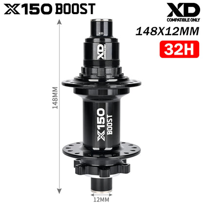 Nanlio Bicycle hubs X150 BOOST 6 Pawls 150T Noise 4 Bearing Hubs 110x15 148x12MM 8 9 10 11 12 Speed MTB Bike Hubs 28/32 Holes