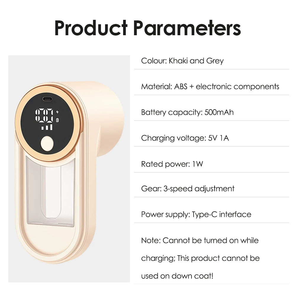 ﻿  Lint Remover for Clothing 3 Speeds LED Digital Electric Pellet Fluff Remover  Rechargeable Fuzz Fabric Shaver Sweater Hair