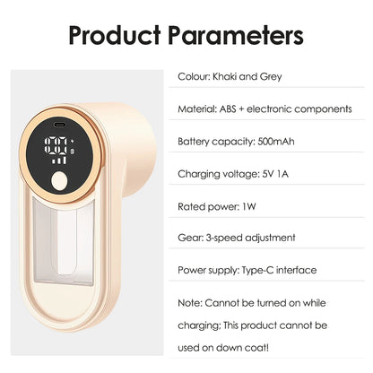 ﻿  Lint Remover for Clothing 3 Speeds LED Digital Electric Pellet Fluff Remover  Rechargeable Fuzz Fabric Shaver Sweater Hair