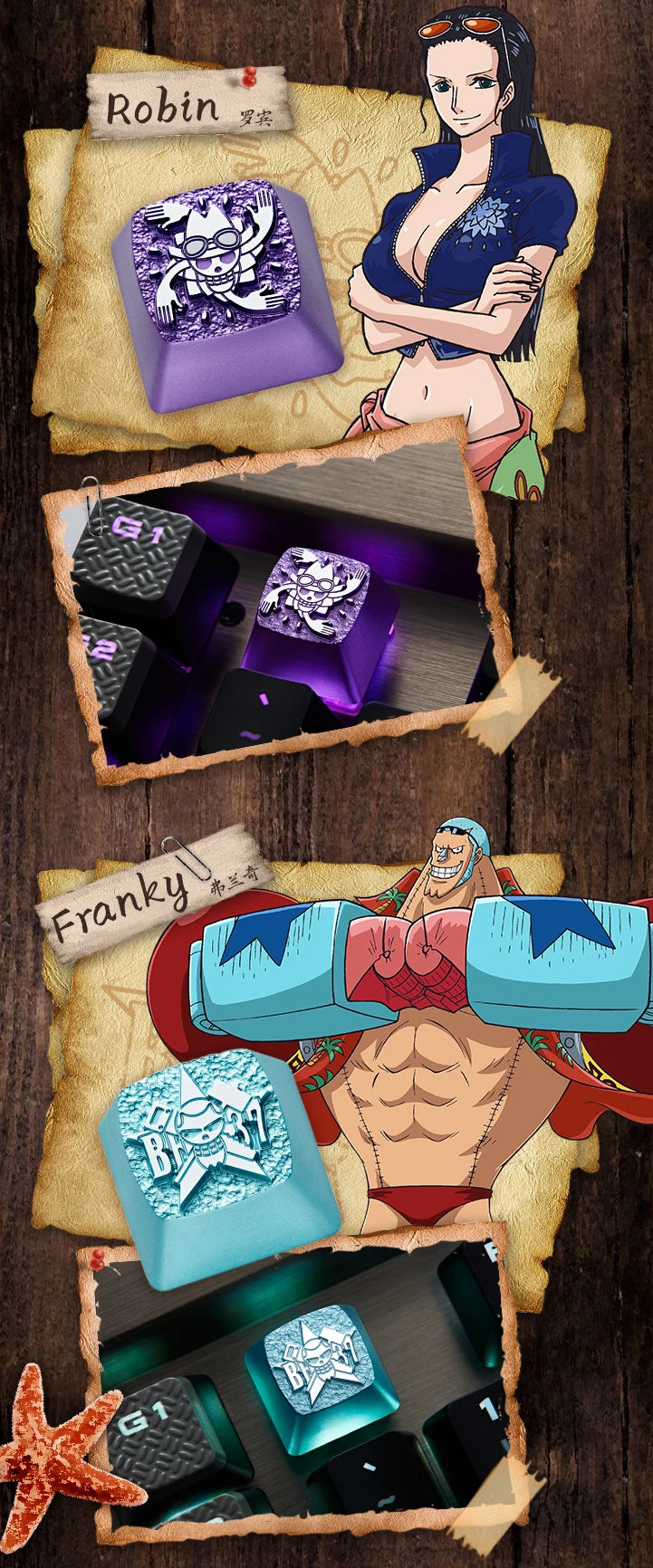 Zomoplus One Piece Metal Keycap Aluminum Artisan Keycap for Mechanical Keyboard Officially Licensed Anime Gaming Keycap