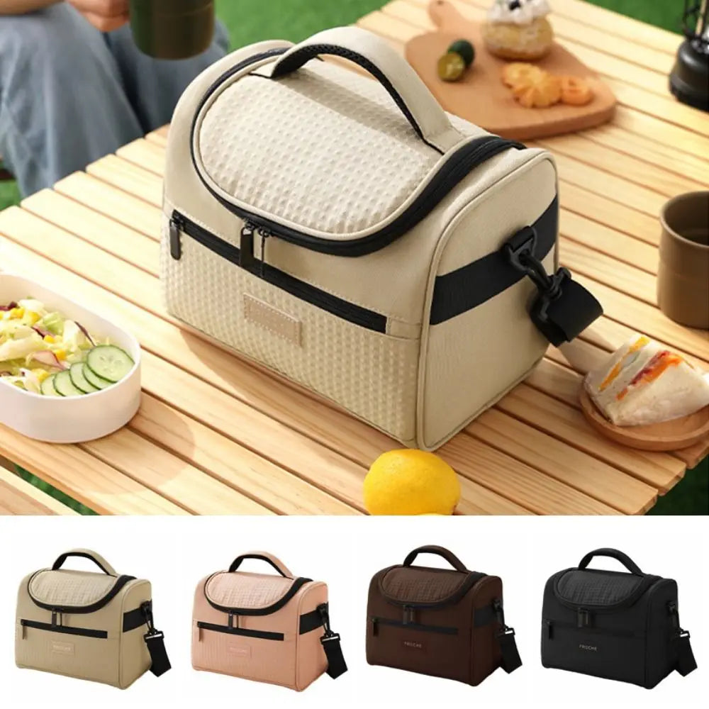 Reusable Zipper Handle Lunch Box Large Capacity Sturdy Lunch Tote Bag Waterproof Hand-held Tote Food Container Foods Storage