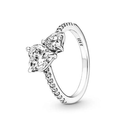 Hot Selling 925 Sterling Silver Classic Square Heart-shaped Crown Ring Exquisite Women's Jewelry Anniversary Surprise Gifts