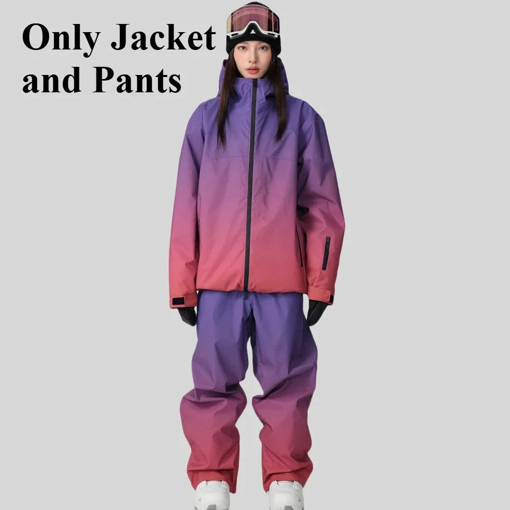 Winter Couple Skiing Suites New Warm Woman Snow Set Outdoor Ski Sport Suit Men Windproof Snowboard Tracksuit Loose Snow Clothing