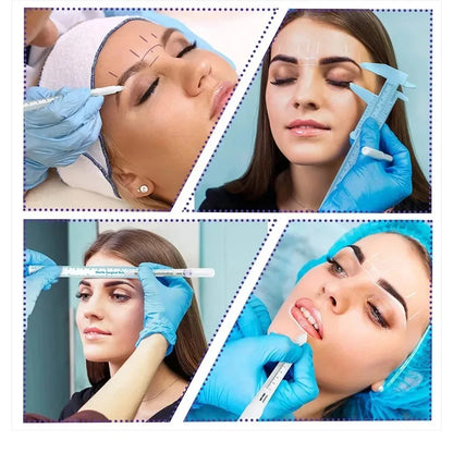 Eyebrow Tatto Skin Marker Pen with Measure Paper Ruler Magic Eraser Remover Brush Pen Permanent Makeup Art Tattoo Accesories