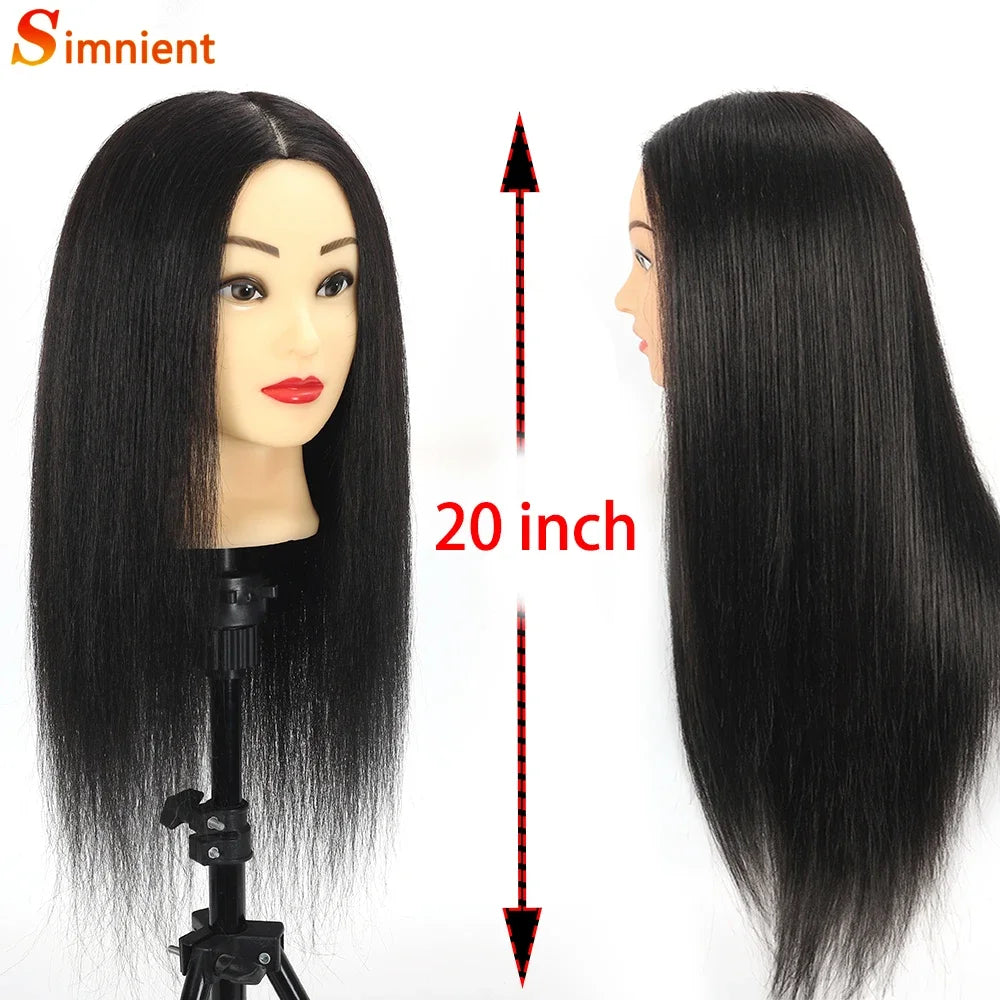 100% Real Human Hair Doll Head For Hairstyle Professional Training Head Kit Mannequin Head Styling To Practice Hot Curl Iron St