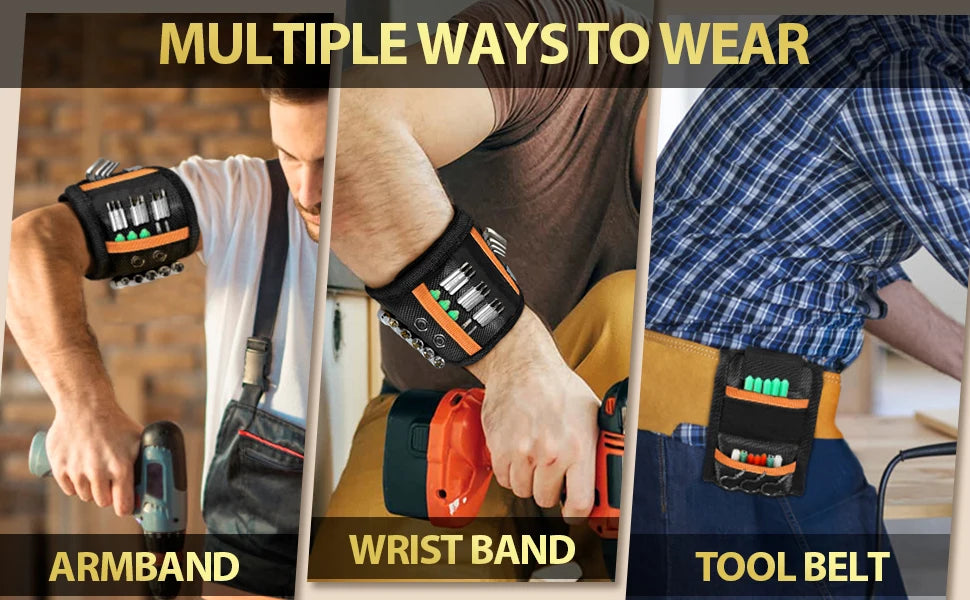 Magnetic Wristband with Strong Magnets Holds Screws Nails Drill Bit Organizer Storage Belt Tool Storage Wrist