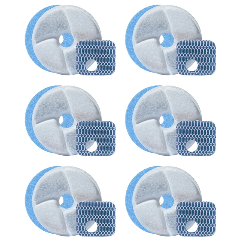 B64B-Automatic Pet Fountain Filter 6 Pack Replacement, 4.1 Inch Diameter Cat Water Fountain