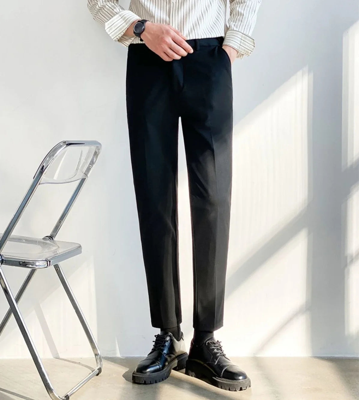 Office Social Tailoring Work Black Male Suit Trousers Business Men's Summer Pants Elegant 2024 Thin Casual Fabric Slacks Wear Up