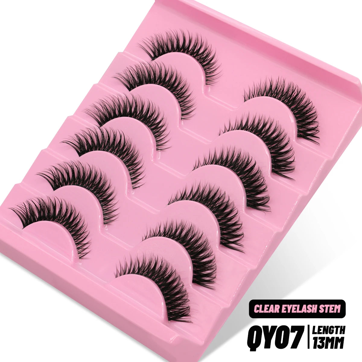 GROINNEYA Lashes 5/7 Pairs Wispy Mink Lashes Invisible Band Eyeashes Look Like Extensions Strip Lashes Natural Look Soft Fluffy