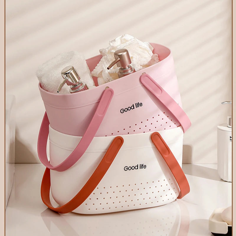 Bath Basket Bathroom Portable Student Bath Plastic Bath Basket Bathroom Shower Shampoo Storage Basket Bath Basket