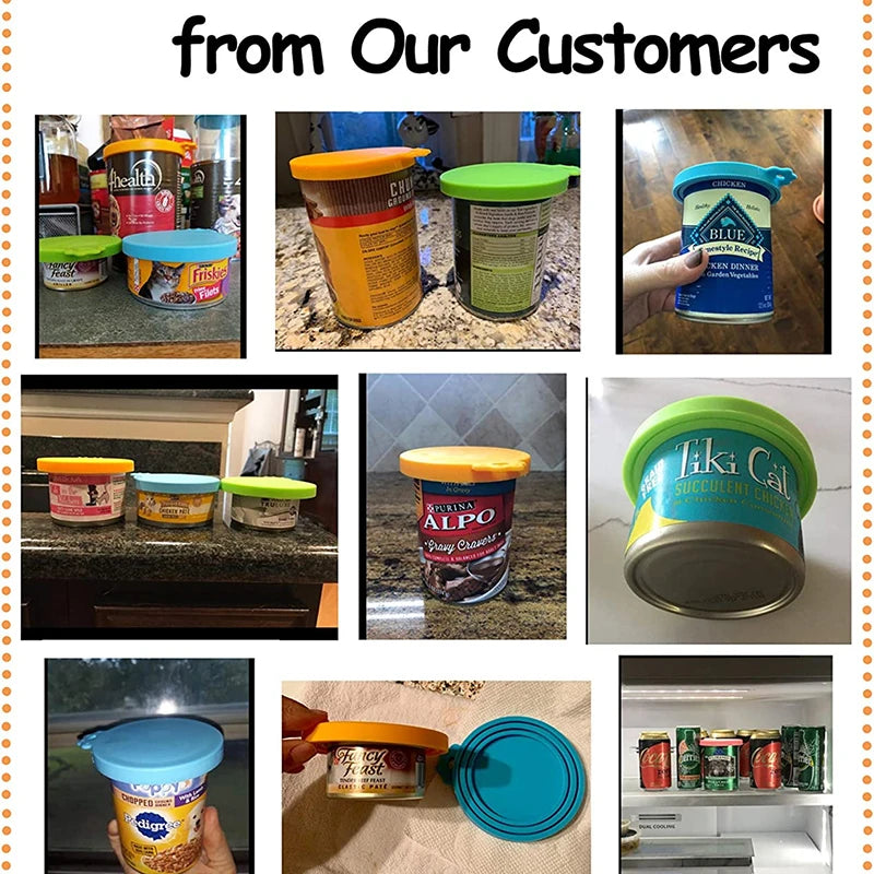 Reusable Pet Food Can Cover and Spoon Portable 2pcs/set  Dogs Cat Storage Tin Cap Lid Seal Cover Health Pet Supplies Pet Lids Ca