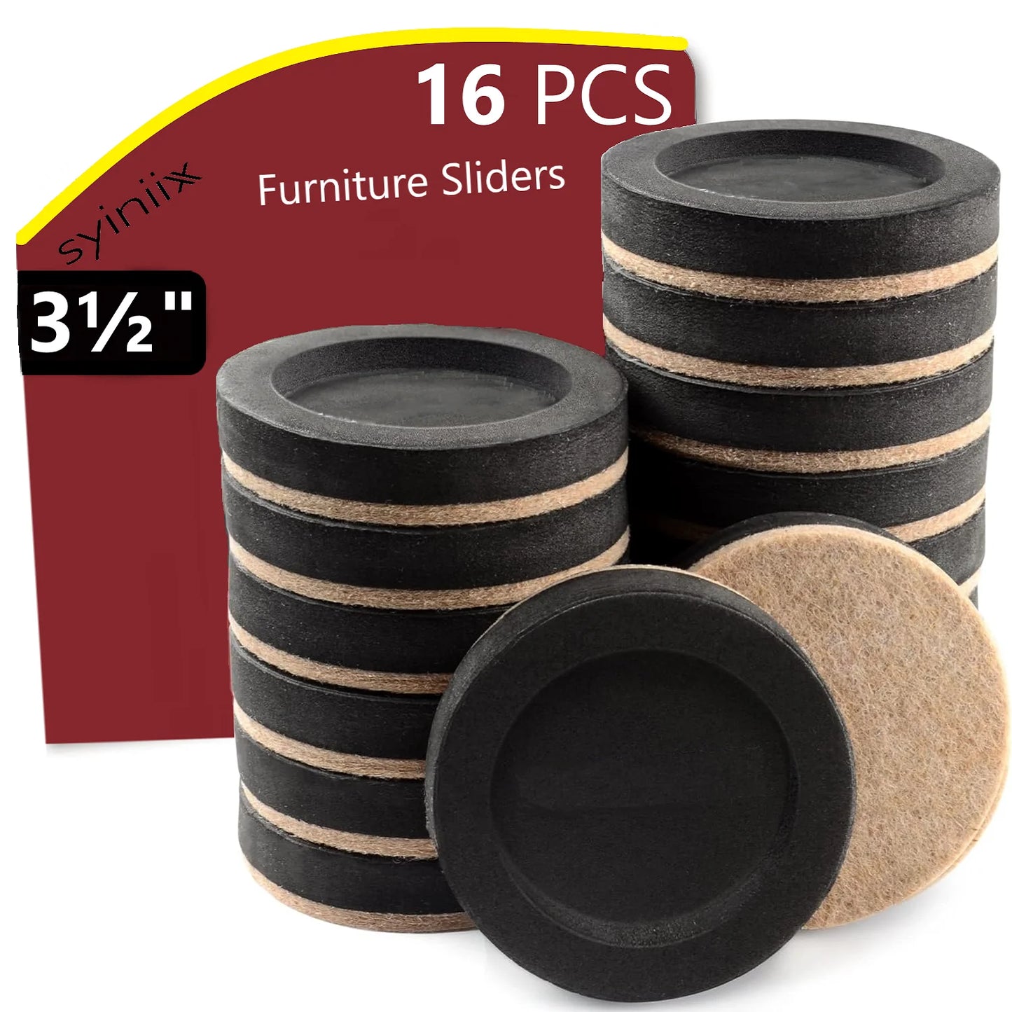 Felt Furniture Sliders for Hardwood Floors  16 PCS 3.5in - Furniture Slider with Unique Design