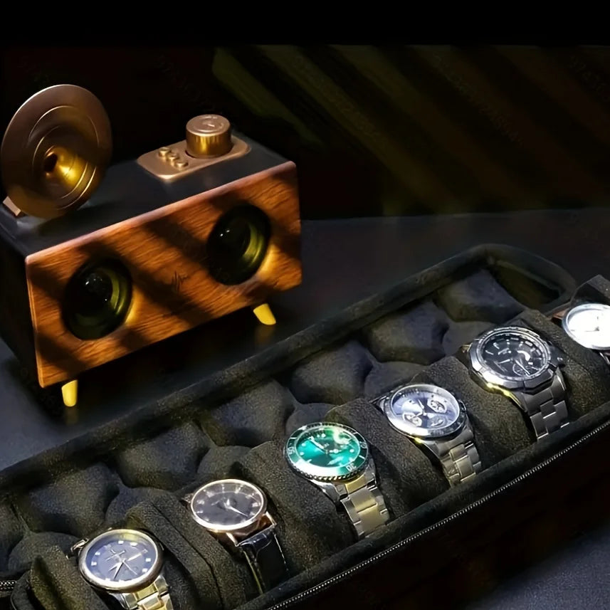 6 Slots Watch Roll Storage Box Portable Watch Travel Case Watch Organizer Watch Display Holder for Wristwatches and Smart Watch