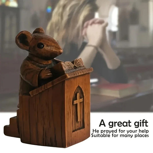 Cute Church Mouse Statue Series Small Statues Art Craftsmanship Resin Church Mouse Statue Priest Craftsmanship Decoration