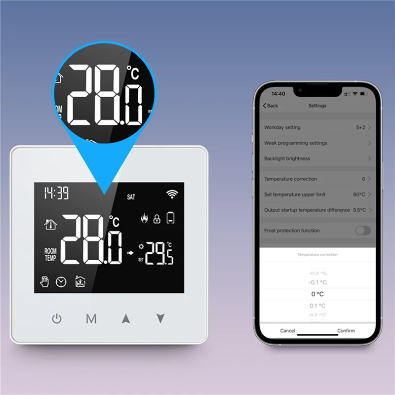 AAAEL-2X Tuya Zigbee Thermostat Smart Home Battery Powered Temperature Controller For Gas Boiler Works With Voice Assistant