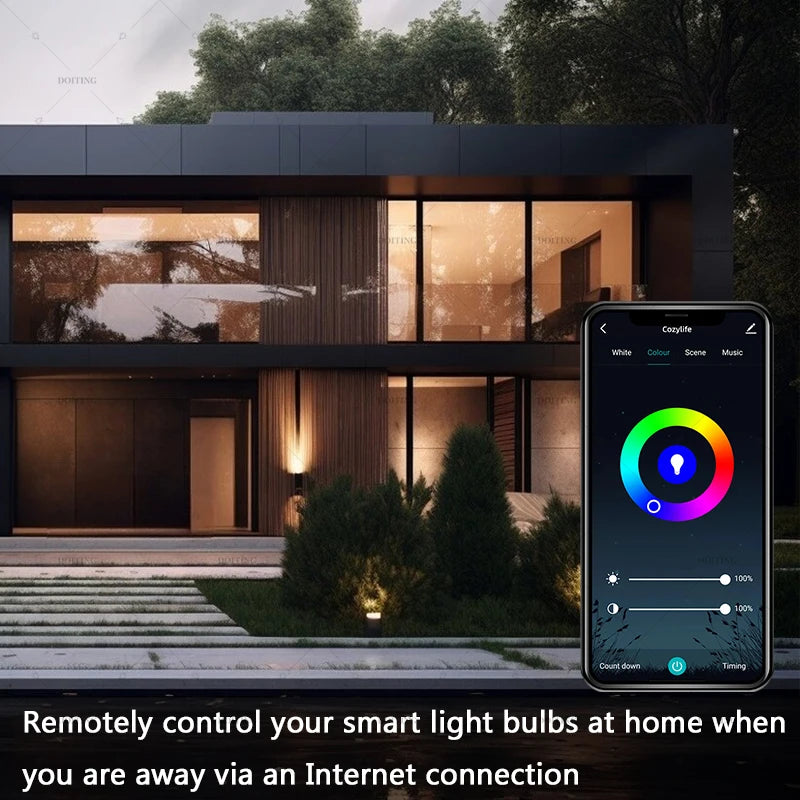 Smart Bulb Smart Life App Control WiFi Bluetooth RGB + CW LED Light 22085-265V Dimmable Crystal Room Decoration