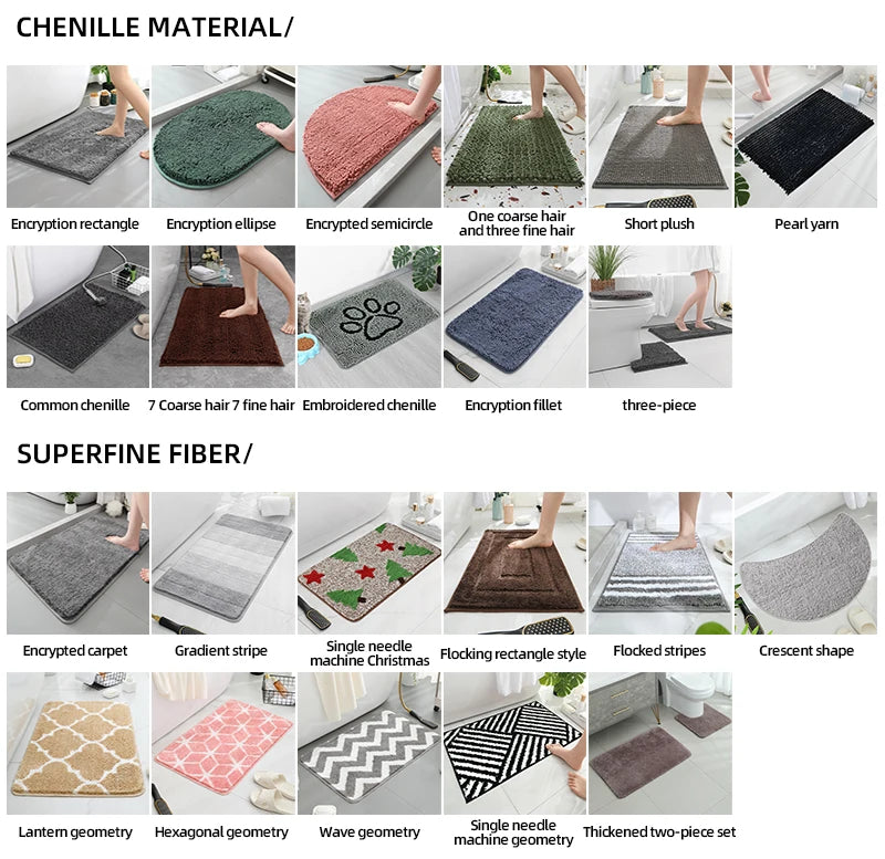 Bathroom Mat, Toilet Floor Mat, Absorbent Floor Mat, Washbasin Floor Mat, Washable Cuttable Floor Mat, Entry Door Mat, Bathtub F